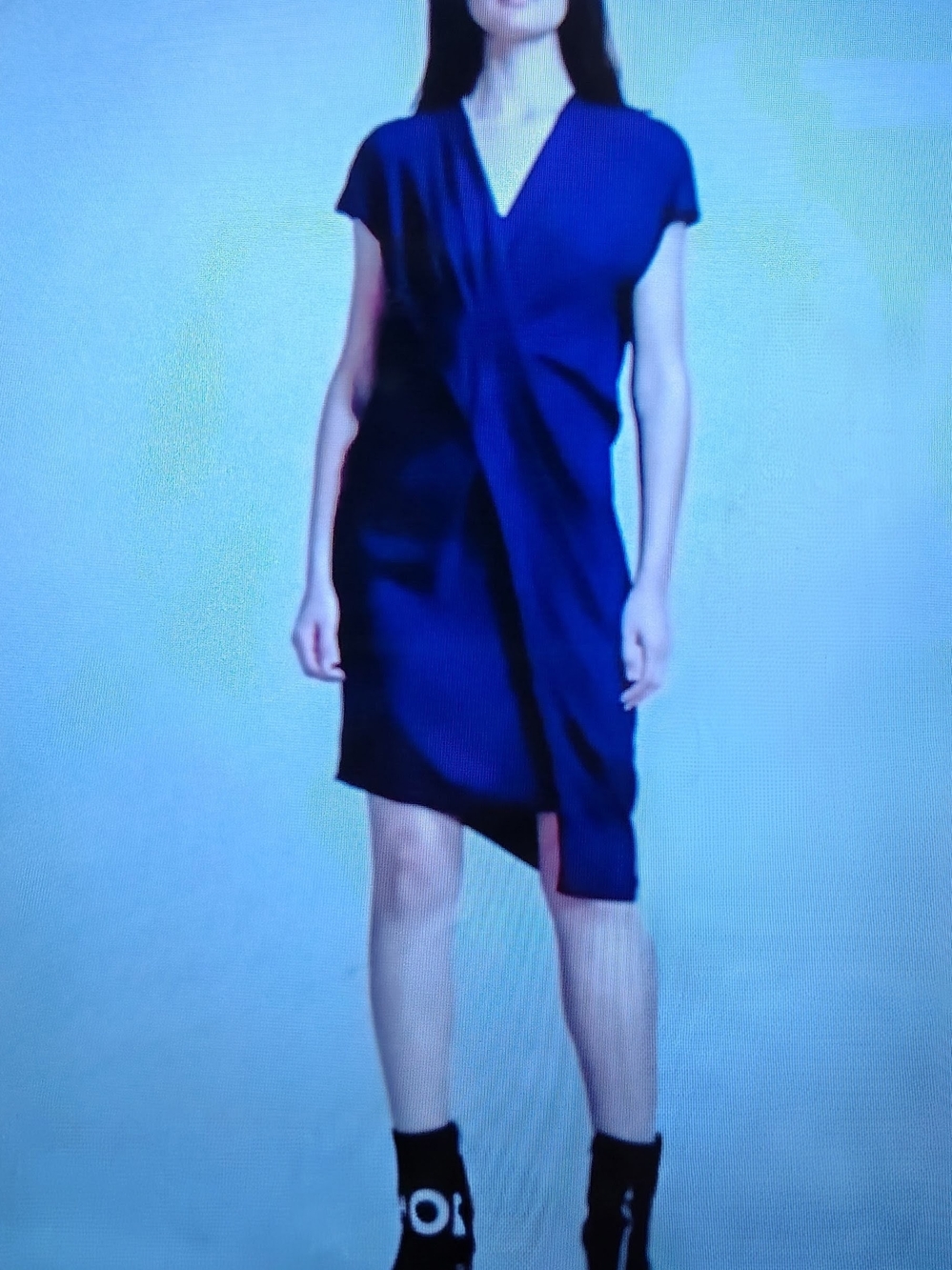 NWT $310 Designer Helmut Lang Asymmetrical Draped Front Wrap Twist Navy Dress 4